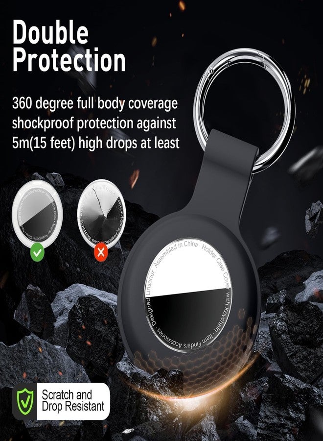 Linsaner [4 Pack] for Airtag Holder Waterproof Case for Air Tags with Keychain,Shockproof GPS Cover [Anti-Scratch] [PC+Silicone] for Apple Tracker Item Tag Finders Accessories, Black/White/Blue/Red - Image 3
